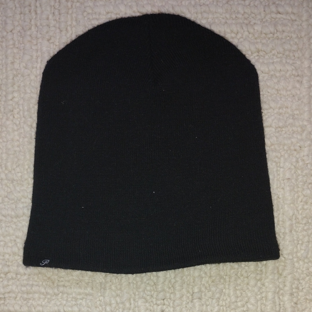 Plush Midnight Black Knit Beanie Hat